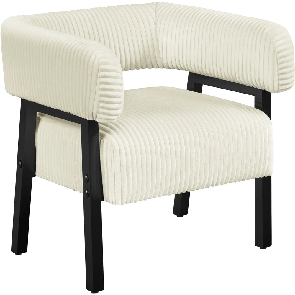 Yaheetech Upholstered Barrel Accent Chairs with Solid Wood Legs, Set of 2, Beige