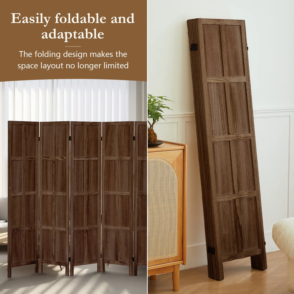 Aletheiawu 4 Panel Room Divider Wall and Folding Privacy Screens No Installation Required White