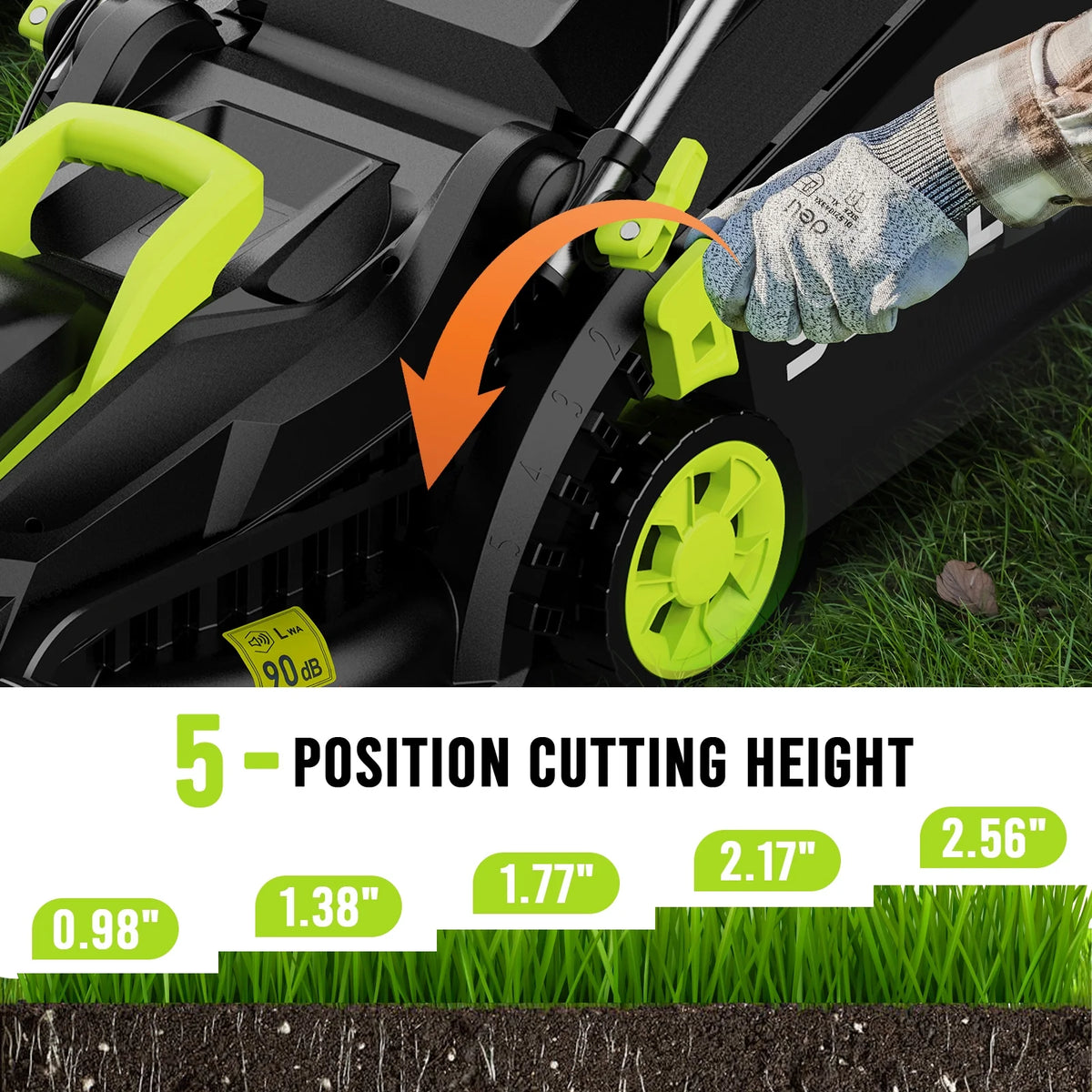Steelite 13-Inch Cordless Lawn Mower, 21V Electric Lawn Mowers with Brushless Motor for Garden,5 Heights Adjustment, 4.0Ah Battery & Charger Included