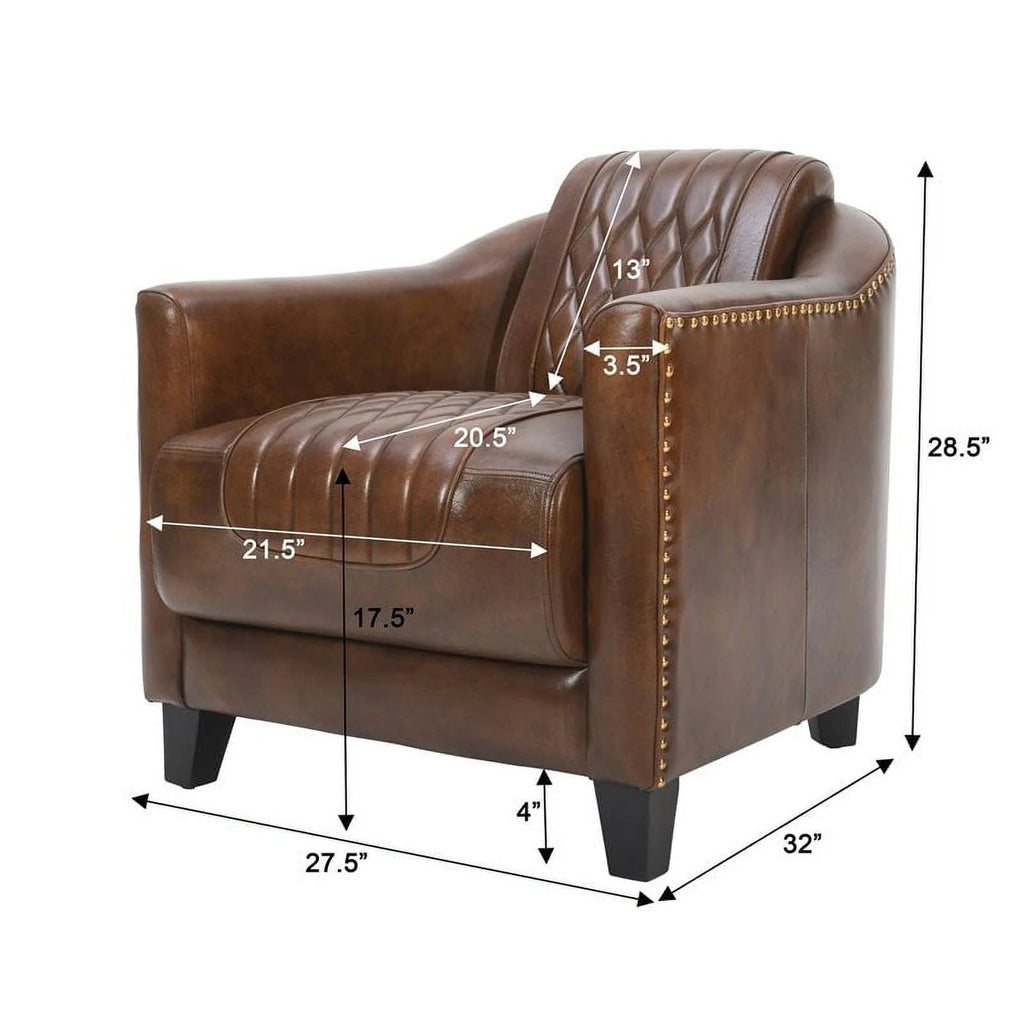 Alma Artte Tomcat Top Grain Leather Armchair in Marabou Dark Brown