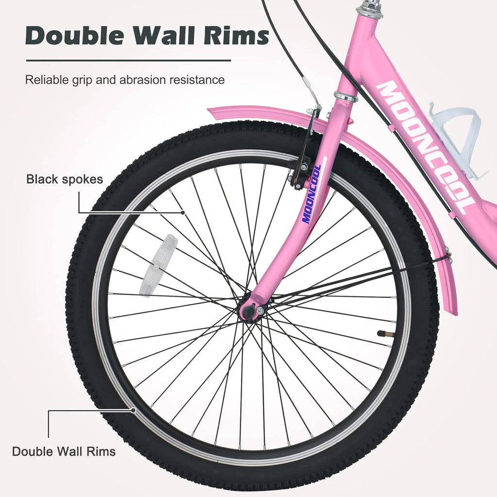 FICISOG 7 Speed Adult Tricycle for Women, 20/24/26 Inch Adult Trike with Basket, 3 Wheel Bikes for Adults Seniors, Cruise Trike for Shopping Picnic