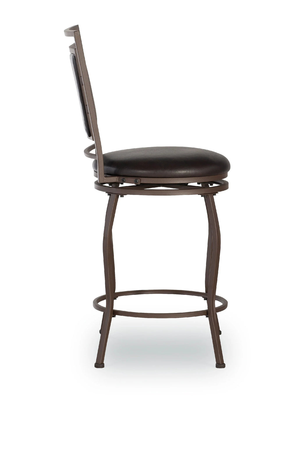 Linon Nora 3-Piece Swivel Bar Stool Set, 24"-30" Adjustable Seat Height, Dark Brown Finish with Dark Brown Vinyl Fabric