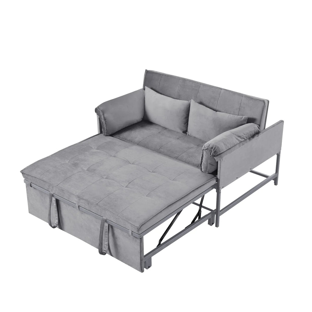 Gewnee 46" Velvet Sleeper Sofa Reclining Convertible Futon Couch Bed for Living Room, Guest & Small Spaces(Black)