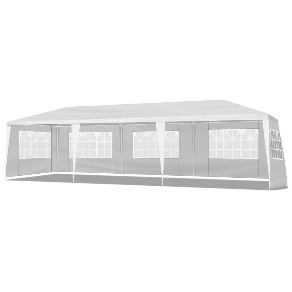 10'x30' Outdoor Party Tent with 8 Removable Sidewalls, Waterproof Canopy Patio Wedding Gazebo, White
