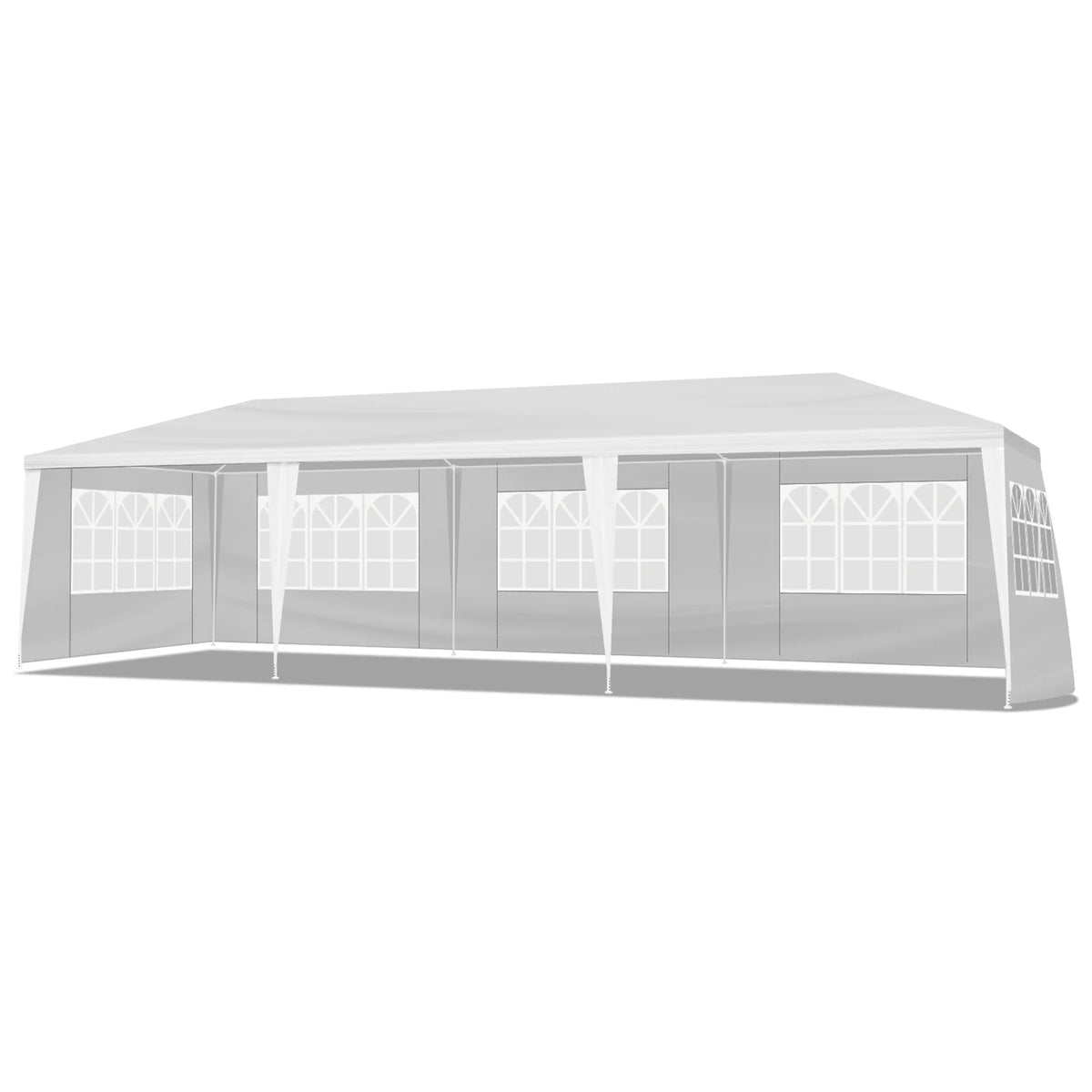 10'x30' Outdoor Party Tent with 8 Removable Sidewalls, Waterproof Canopy Patio Wedding Gazebo, White