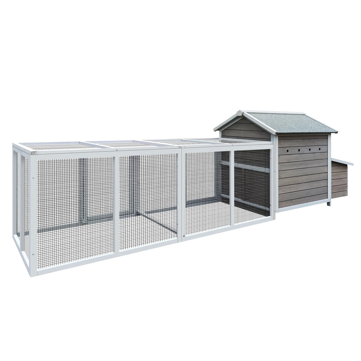 Pefilos 55" 2 Story Rabbit Hutch with Ramp, Tray, Wood Bunny Cage Poultry Chicken Coops, Beige