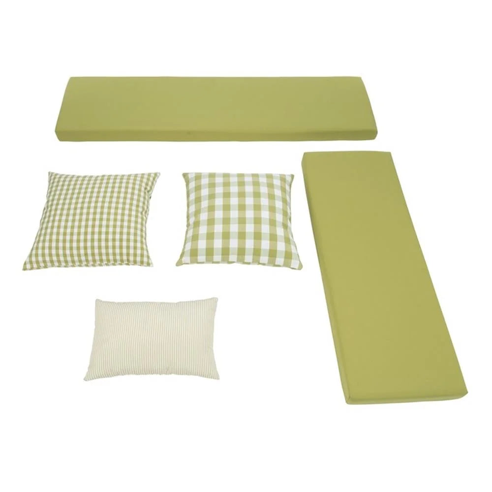 Pemberly Row Natural White Wood Nook With Green Polyester Fabric Cushions