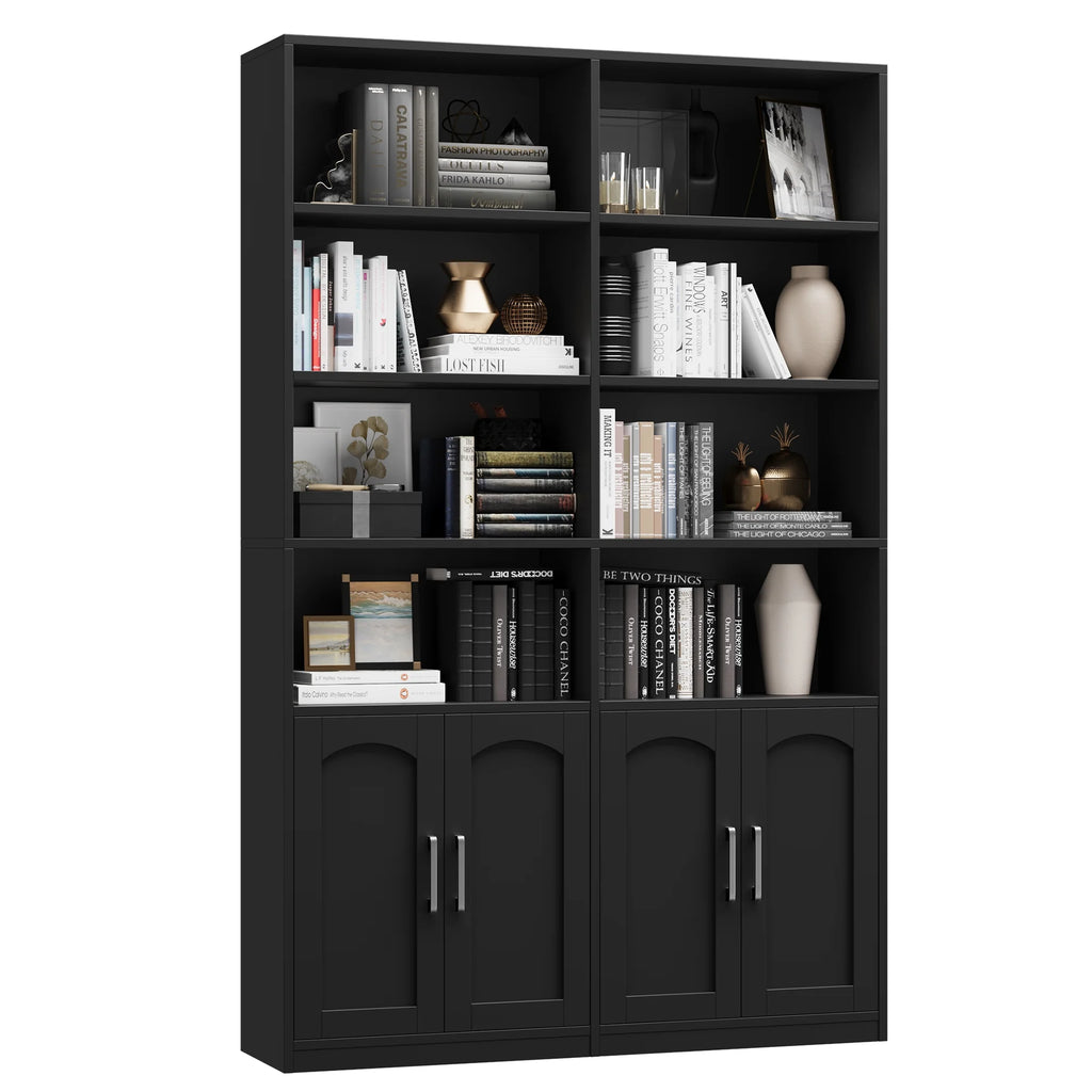 Homfa 73 Tall Bookcases with Doors, 8 Cubes 6-Tier Double Row Bookshelf, White Bookcase for Living Room Home Office