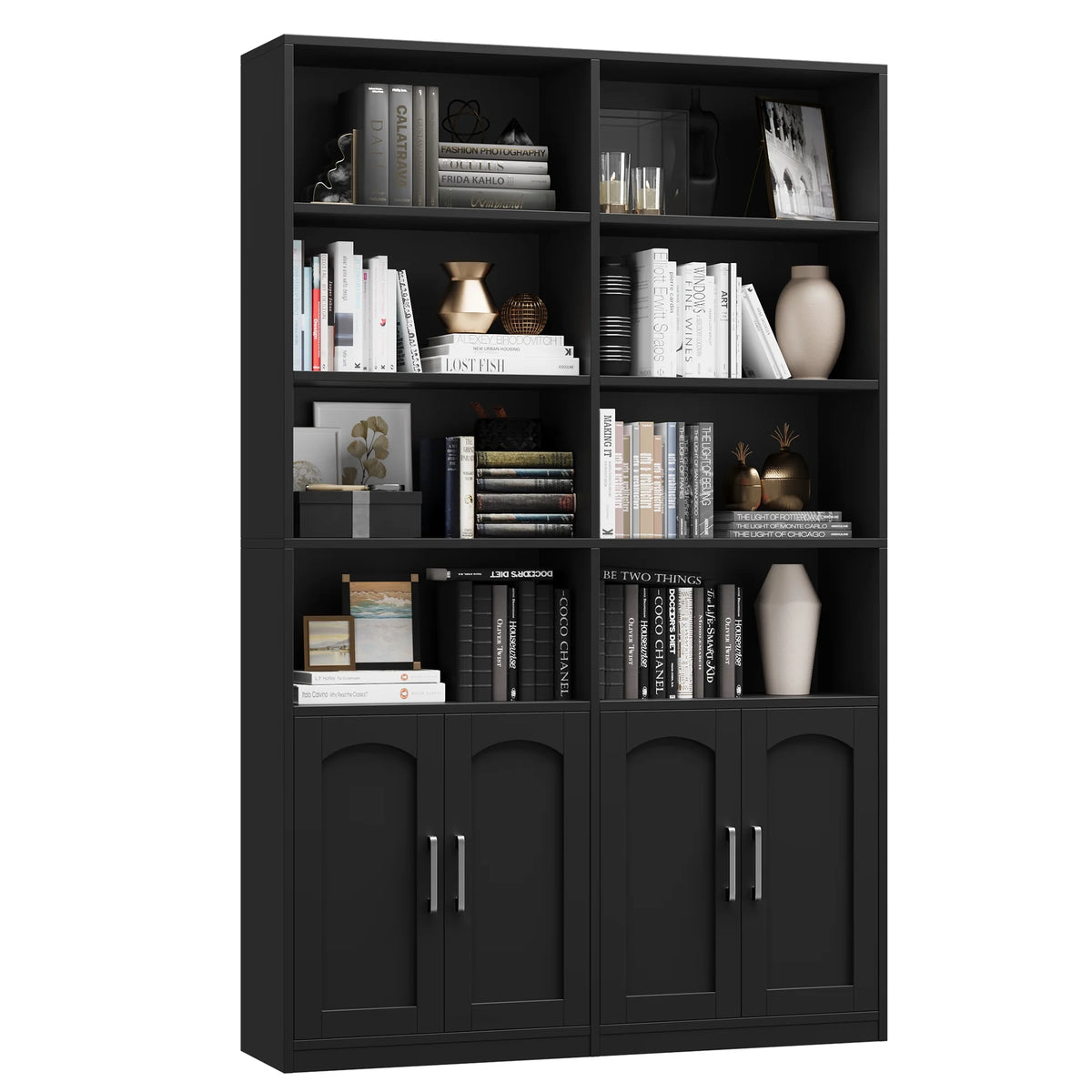Homfa 73 Tall Bookcases with Doors, 8 Cubes 6-Tier Double Row Bookshelf, White Bookcase for Living Room Home Office