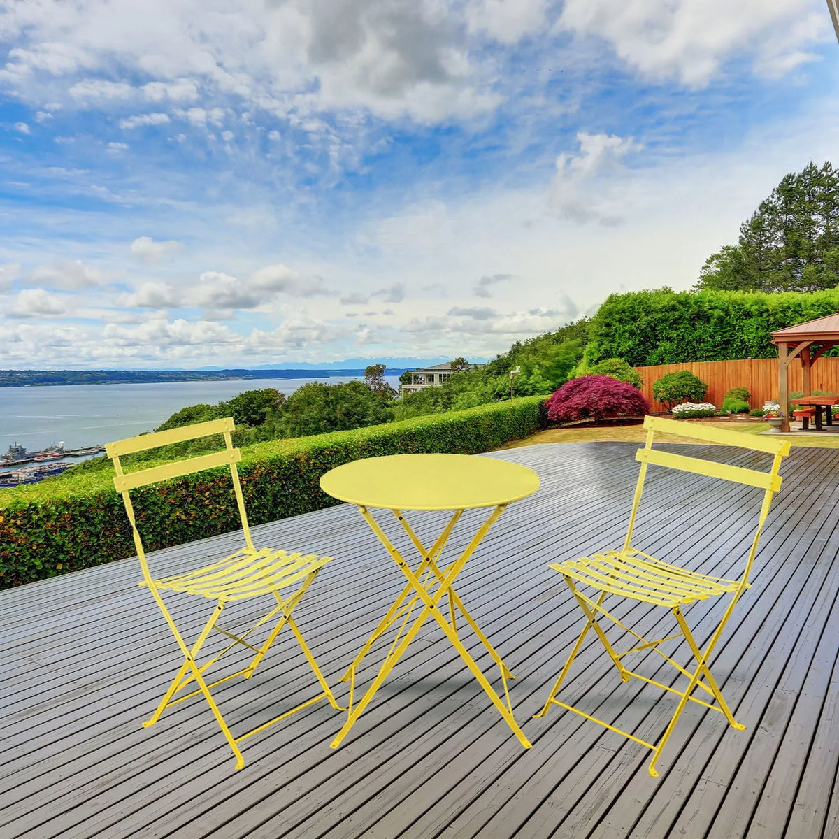 Alin 3 Piece Relaxing Outdoor Furniture Set 2 Handy Chairs With a Round Table - Yellow