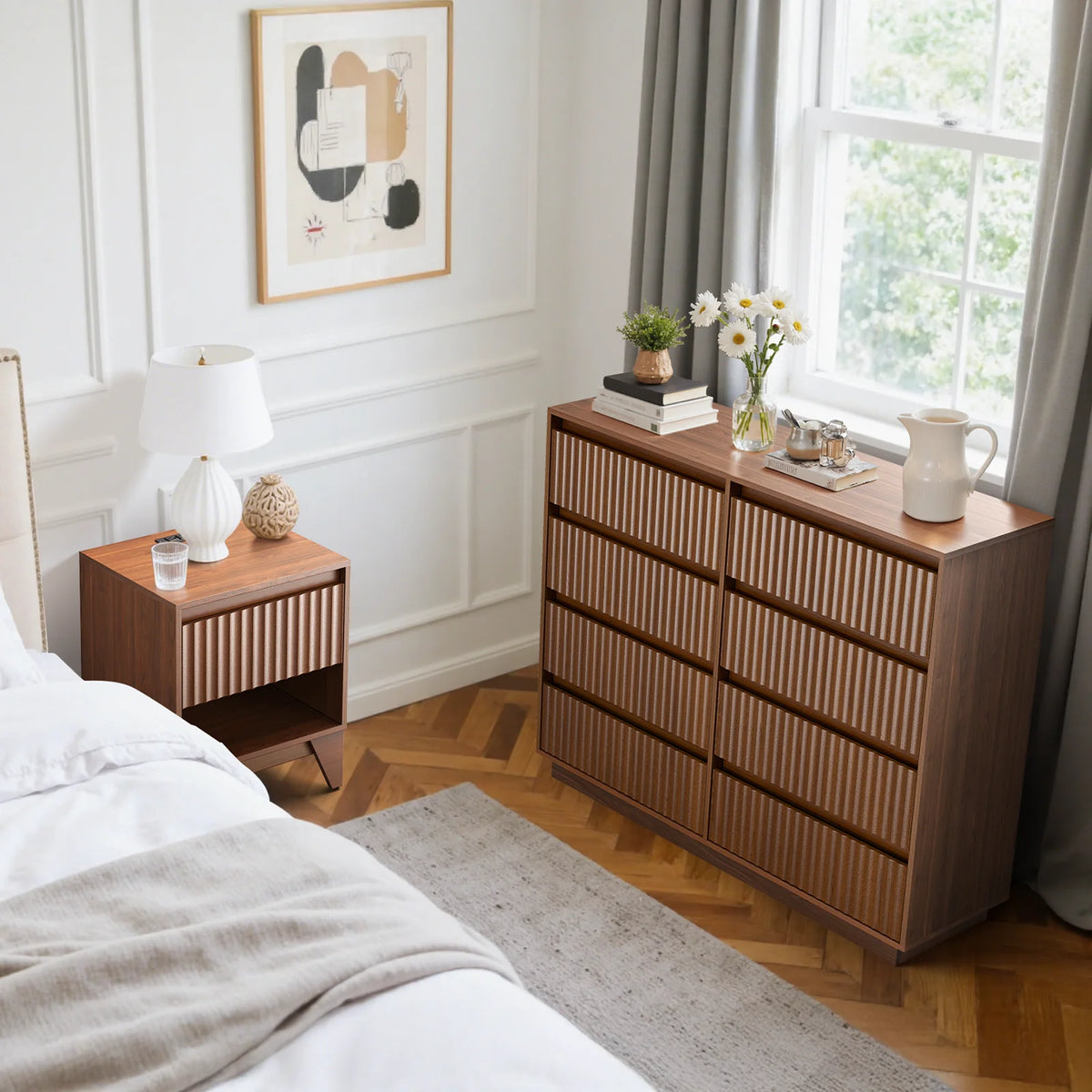 Wood Dresser, 6 Drawer Dresser for Bedroom, Modern Chest of Drawers with Deep Drawers Waterproof Living Room, Hallway, Entryway
