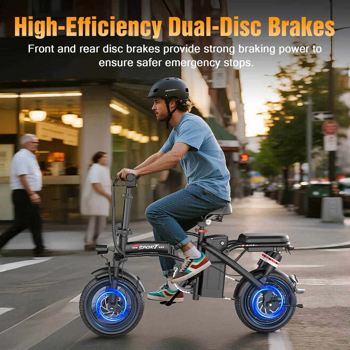 ASKGO 1200W Peak Motor ,Folding Electric Bike for Adults Teens ,14'' Commuting Bike, Max 28MPH/35 Miles E-Bike ,3 Speed  Double Mini Electric Bike, UL2849