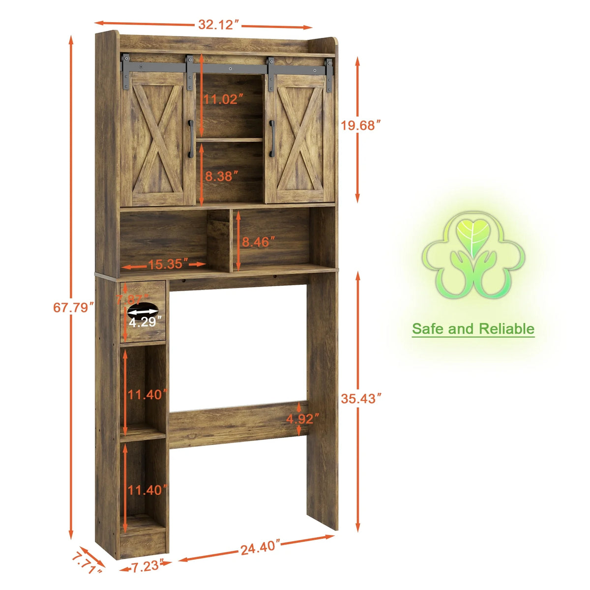 Over The Toilet Storage Cabinet, Farmhouse Storage Cabinet Over Toilet with Sliding Doors Home Space-Saving Toilet Rack, for Bathroom, Restroom, Laundry