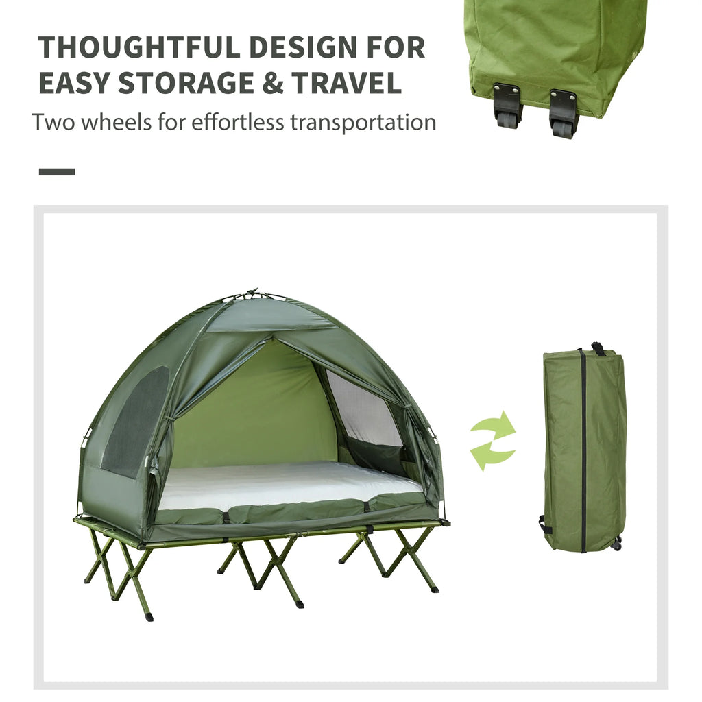 Witaxima 2 Person Elevated Camping Cot Tent Set, Foldable Bed Tent with Air Mattress