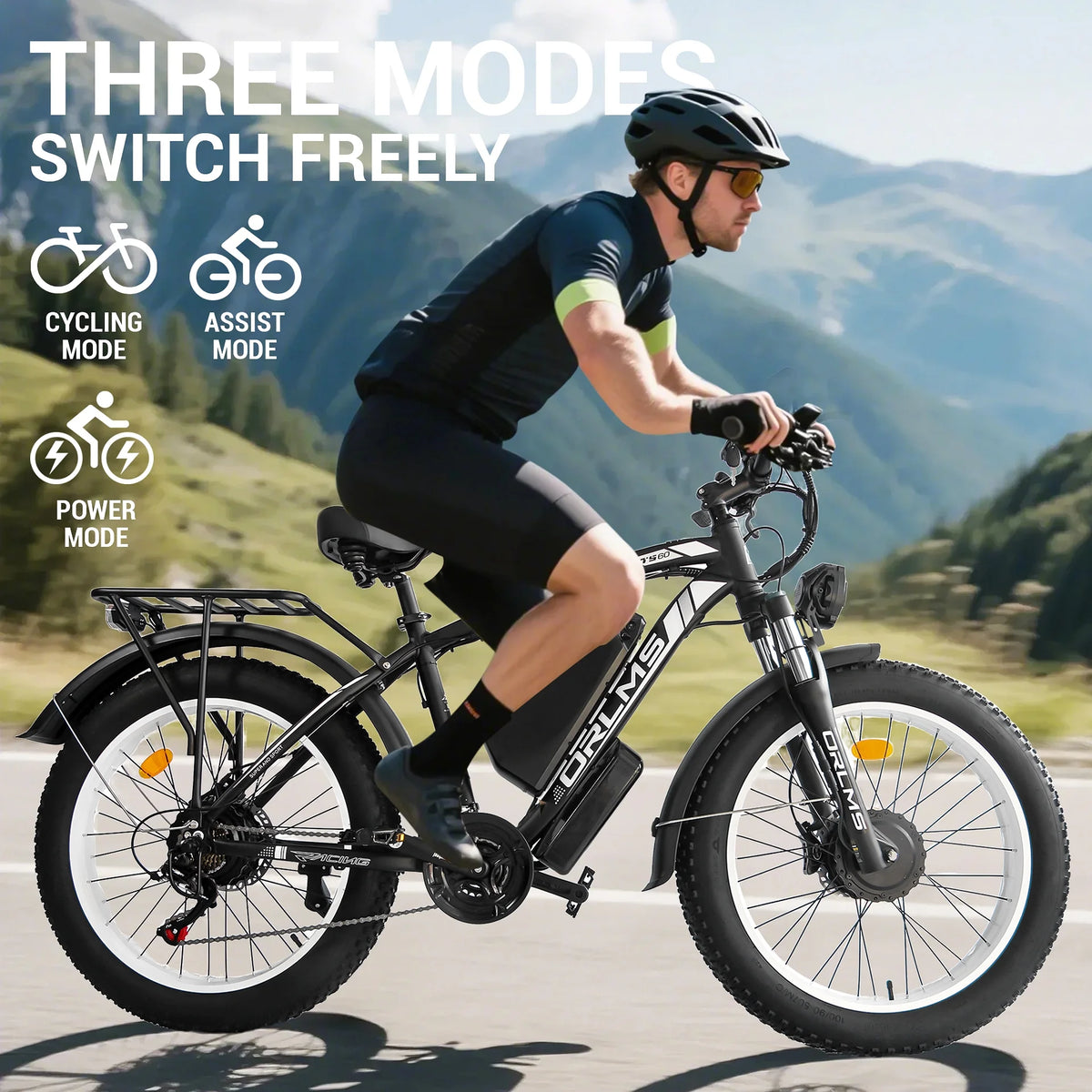 (US in Stock) 5000W Peak Dual Motor Electric Bike for Adults , 60V 25AH Removable Battery Ebike , 50MPH AWD 21-Speed Mountain Snow E-Bike with 26" x 4.0 Fat Tire, Long Range Mountain Off-Road EBikes