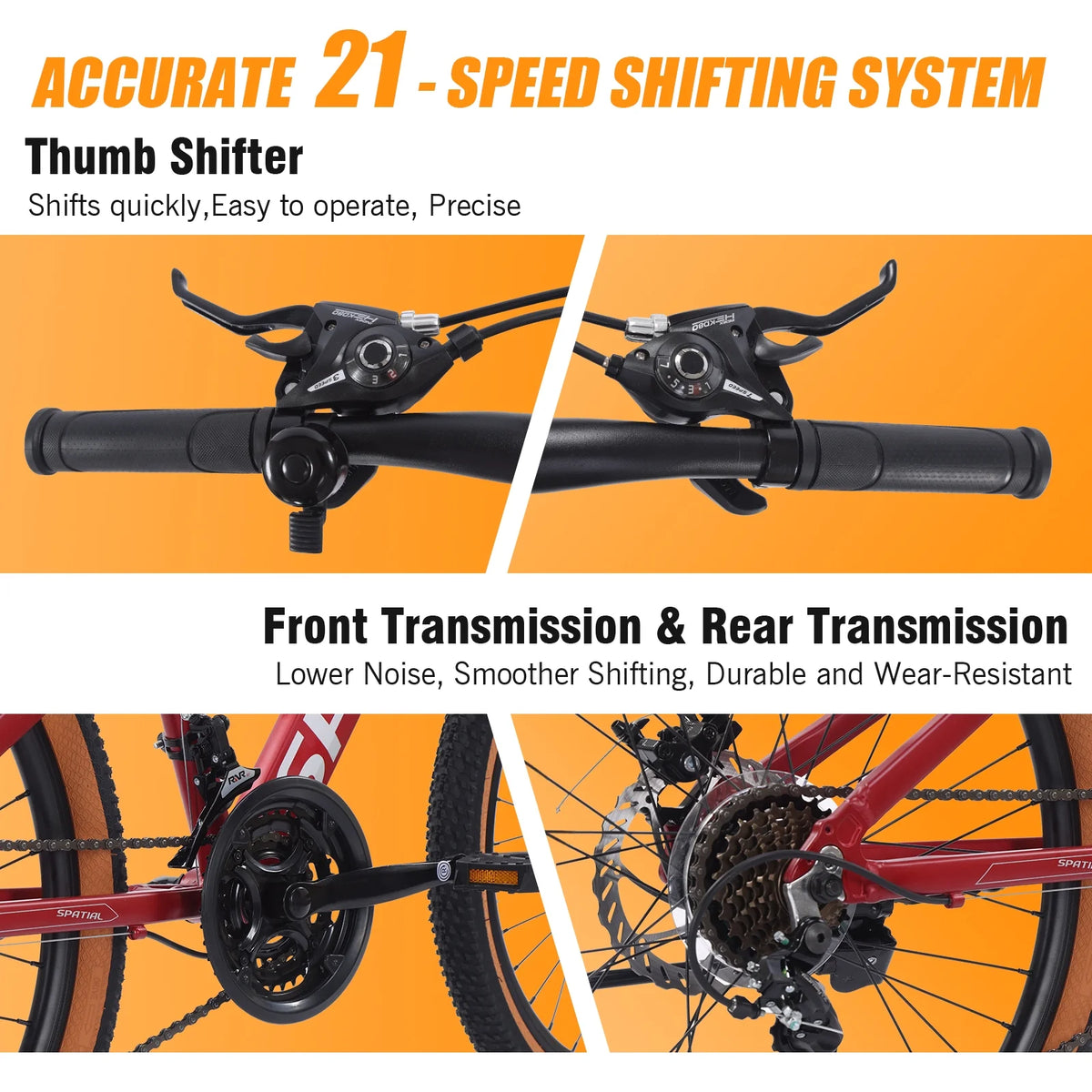 SPATIAL 24/26/27.5/29 inch Mountain Bike,8/21 Speed Lightweight Aluminum Magensium Frame Mountain Bicycle,Fits Men Women Teenagers Adult Disc Brake MTB Bicycle