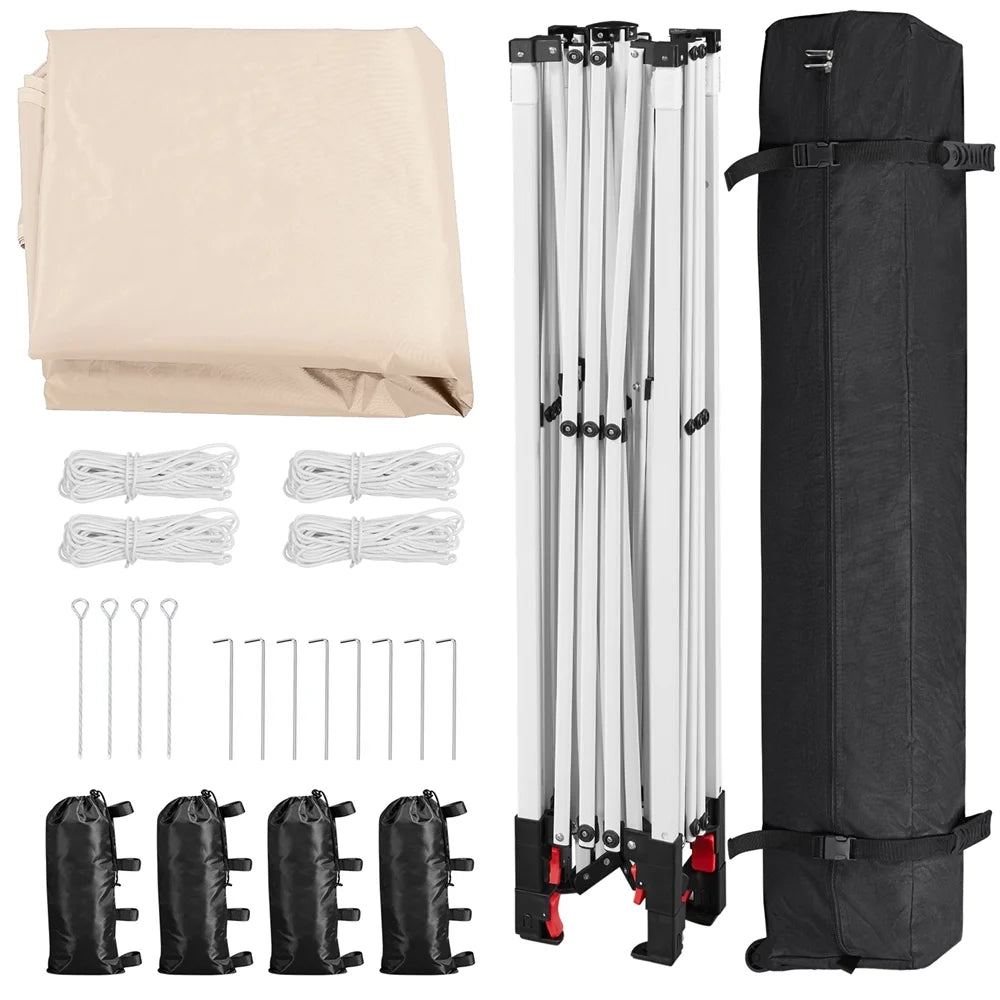 Topeakmart 8x8ft Pop Up Canopy Tent with Adjustable Height and Roller Bag, White