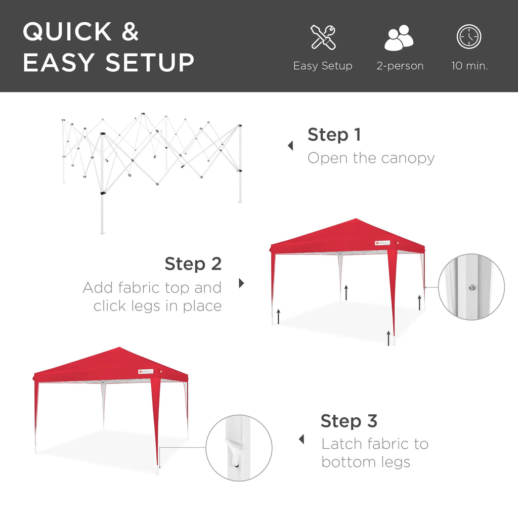 Best Choice Products 10x10ft Pop Up Canopy Outdoor Portable Adjustable Instant Gazebo Tent w/ Carrying Bag - White