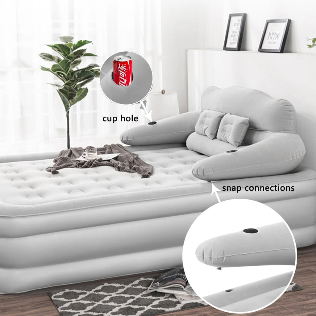 AJONALAA 18in Queen Air Mattress with Headboard, Inflatable Mattress Airbed for Camping