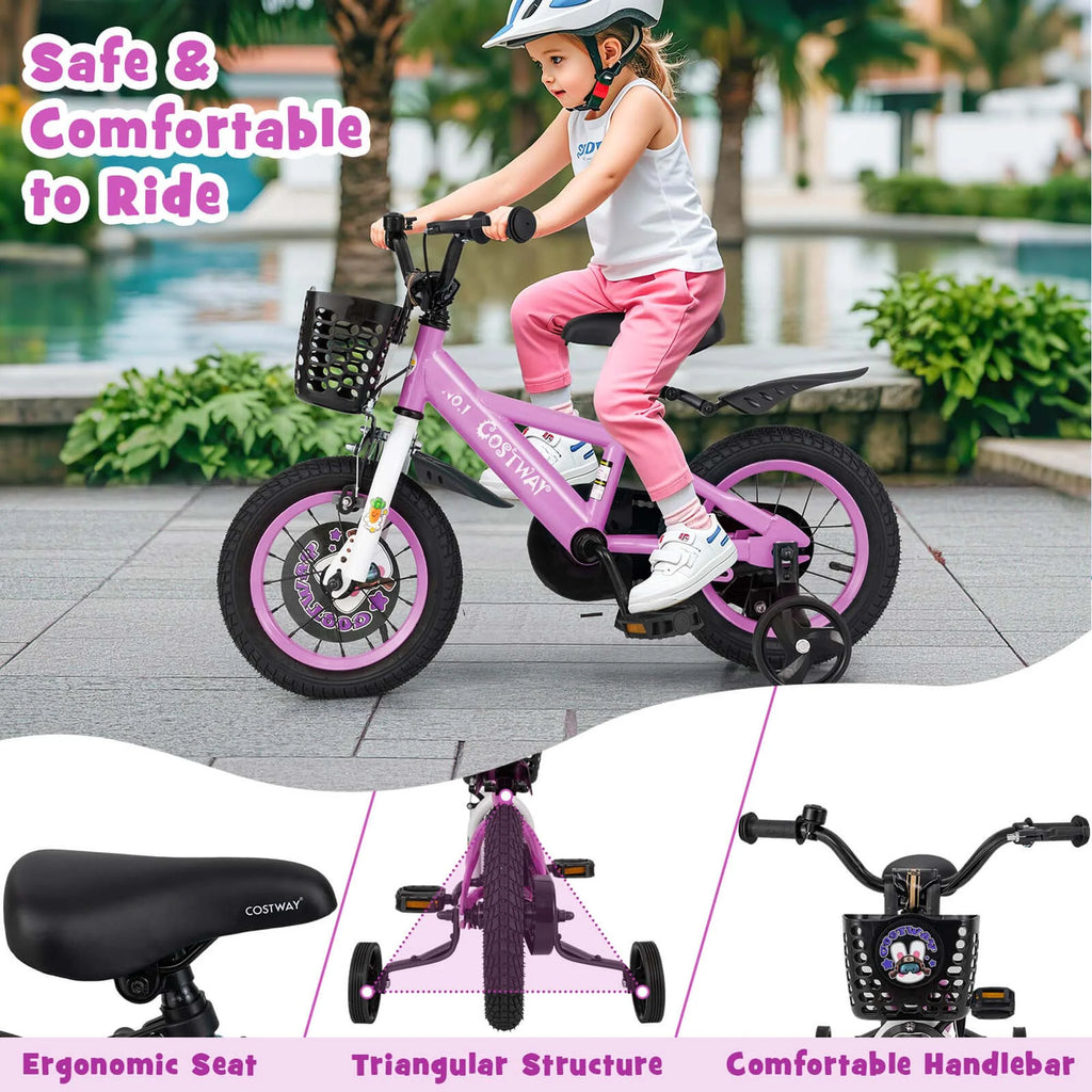 Costway 16" Kid’s Bike for 4-7 with Height-Adjustable Handlebar & Saddle Handbrake Blue