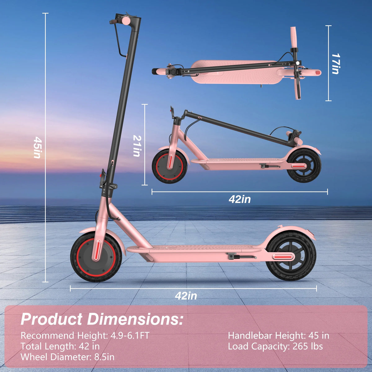 AOVOPRO WHITE ES80 350W 8.5' Foldable Electric Scooter for Adults and Child, 21 Miles Range