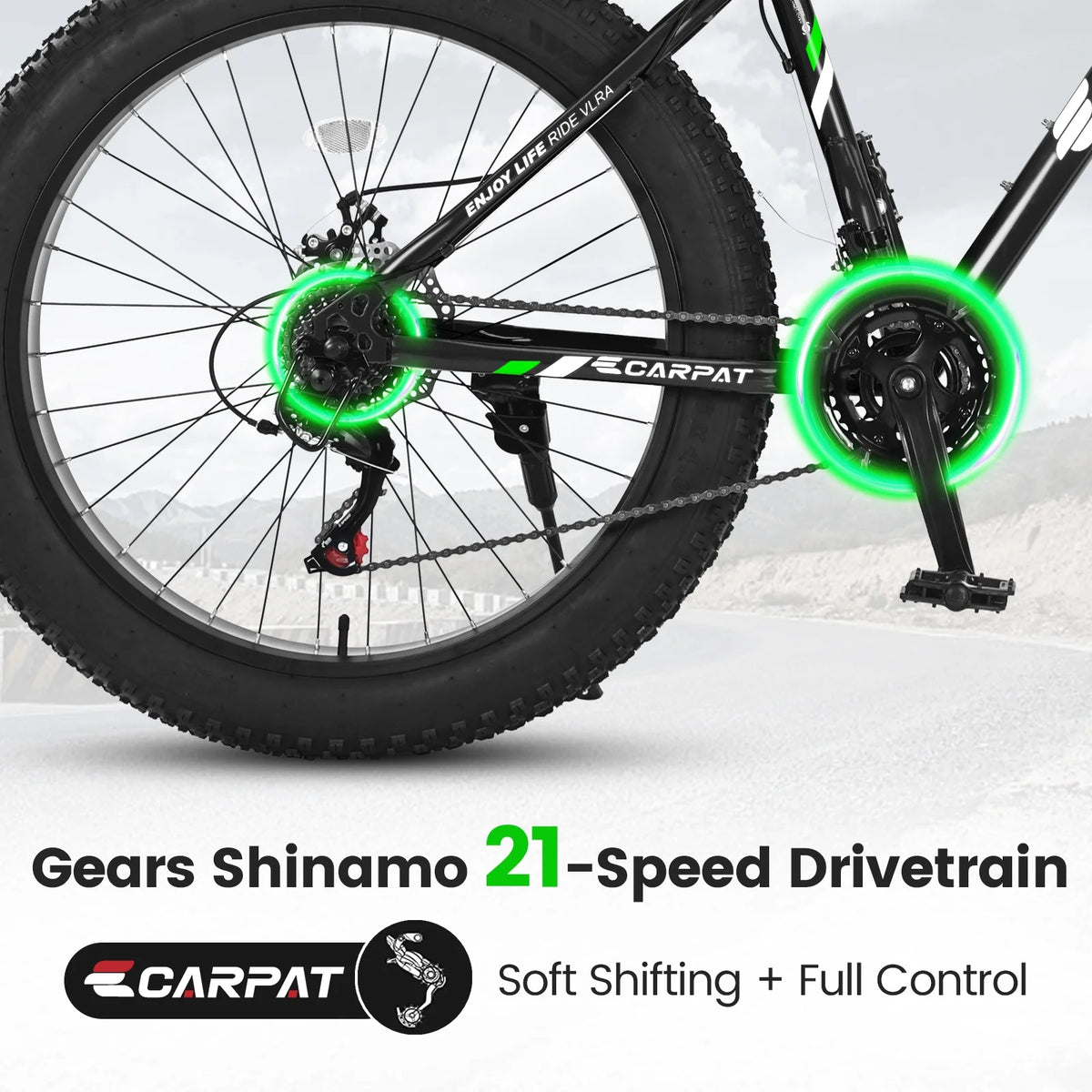 Ambifirner 26 inch City Bike Fat Tire Mountain Bike - Full Shimano 21 Speed - Dual Disc Brake - High-Carbon Steel Frame - Front Suspension for Gift