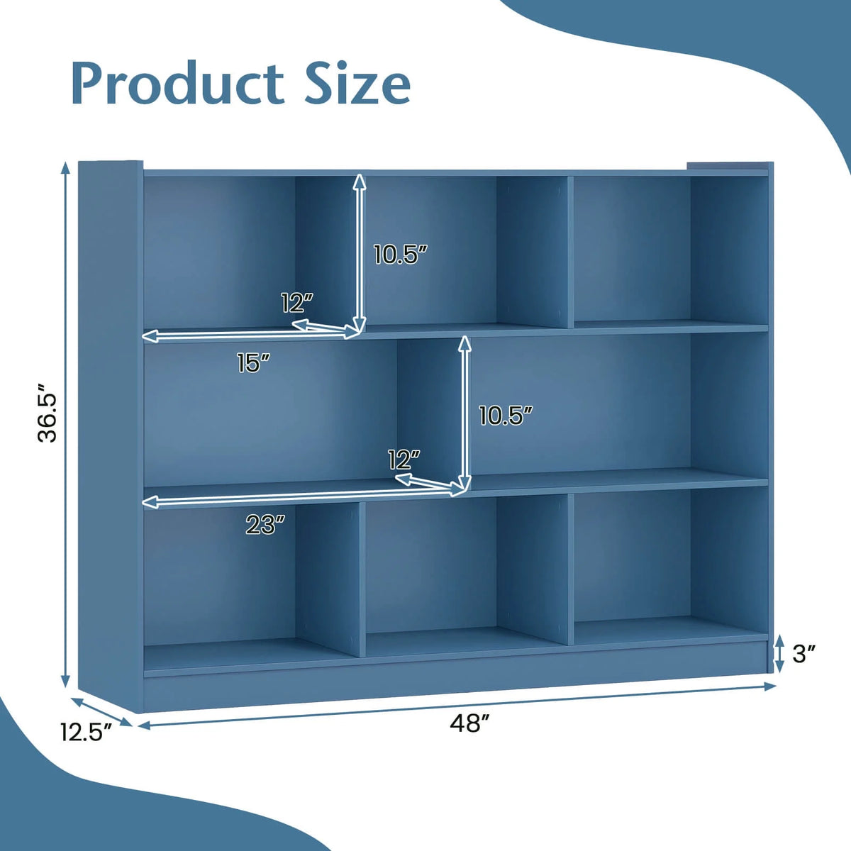 Costway 3-tier Open Bookcase 8-Cube Floor Standing Storage Shelves Display Cabinet White