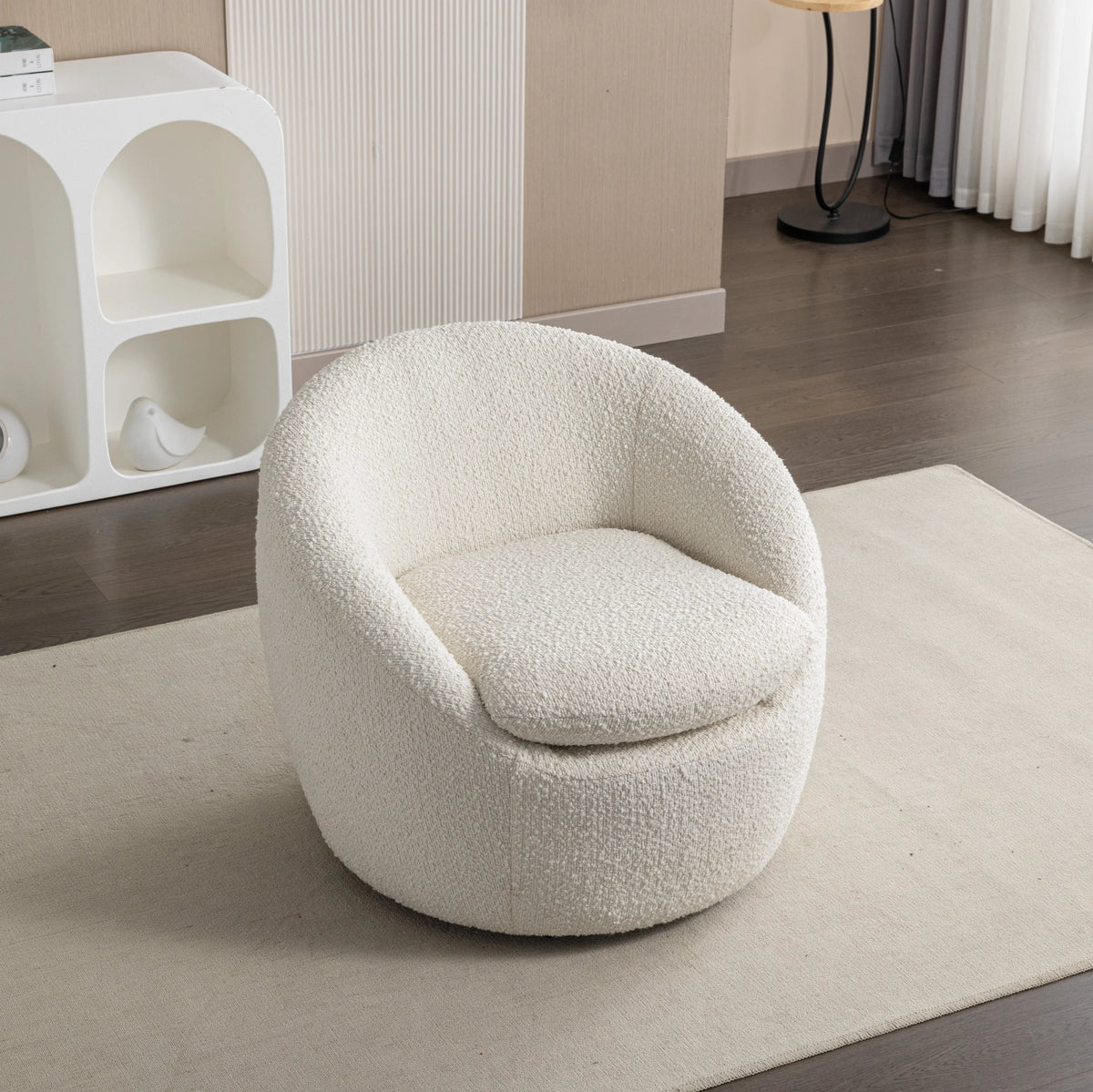 Roundhill Furniture Winnie Modern Barrel Chair, 360 Swivel
