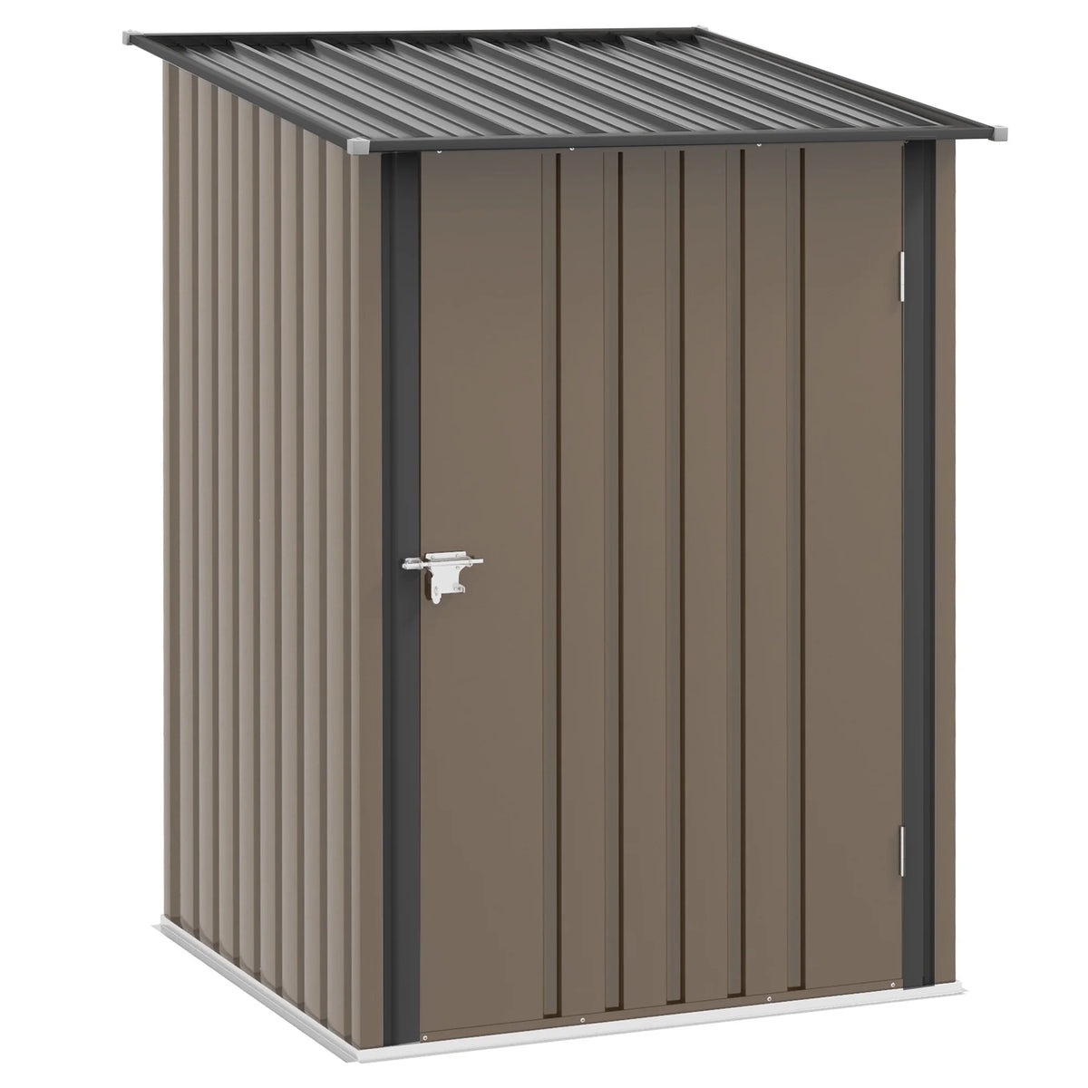 Outsunny Metal Outdoor Storage Shed with Lockable Doors, 3.3' x 3.4', Brown