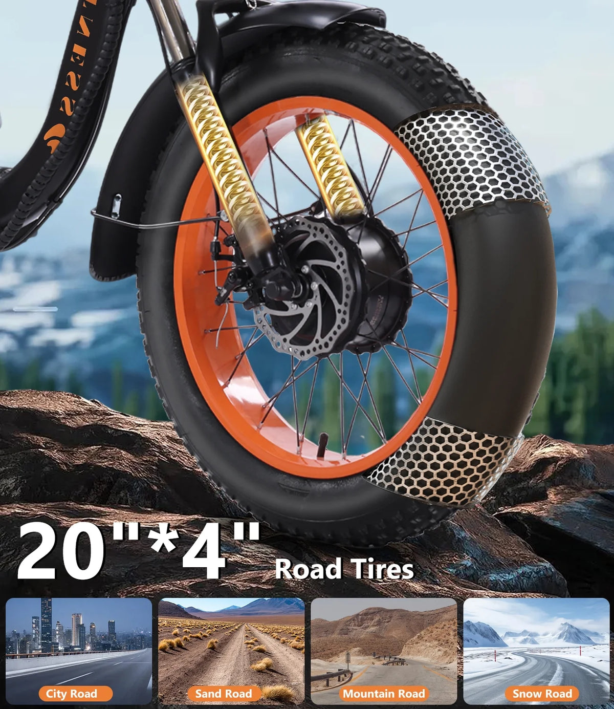YEBEI Electric Tricycle for Adults Folding E-Trike Motorized Tricycle Electric 3 Wheels Trike Powerful 500W Motor Electric Tricycle 48V15AH Lithium Battery Max 20MPH 20*4.0 Fat Tire Orange