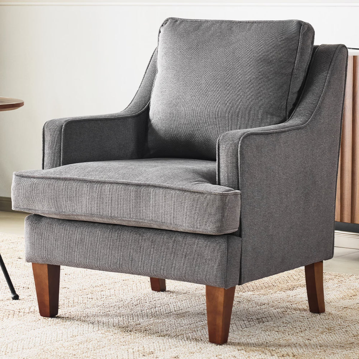 Ktaxon Fabric Accent Chair, Reading Armchair with Removable Cushion, Single Sofa with Extra Seat Depth for Living Room Bedroom Black