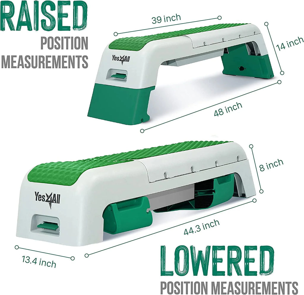 Yes4All Multifunctional Fitness Aerobic Step Platform and Aerobic Deck, Green and White