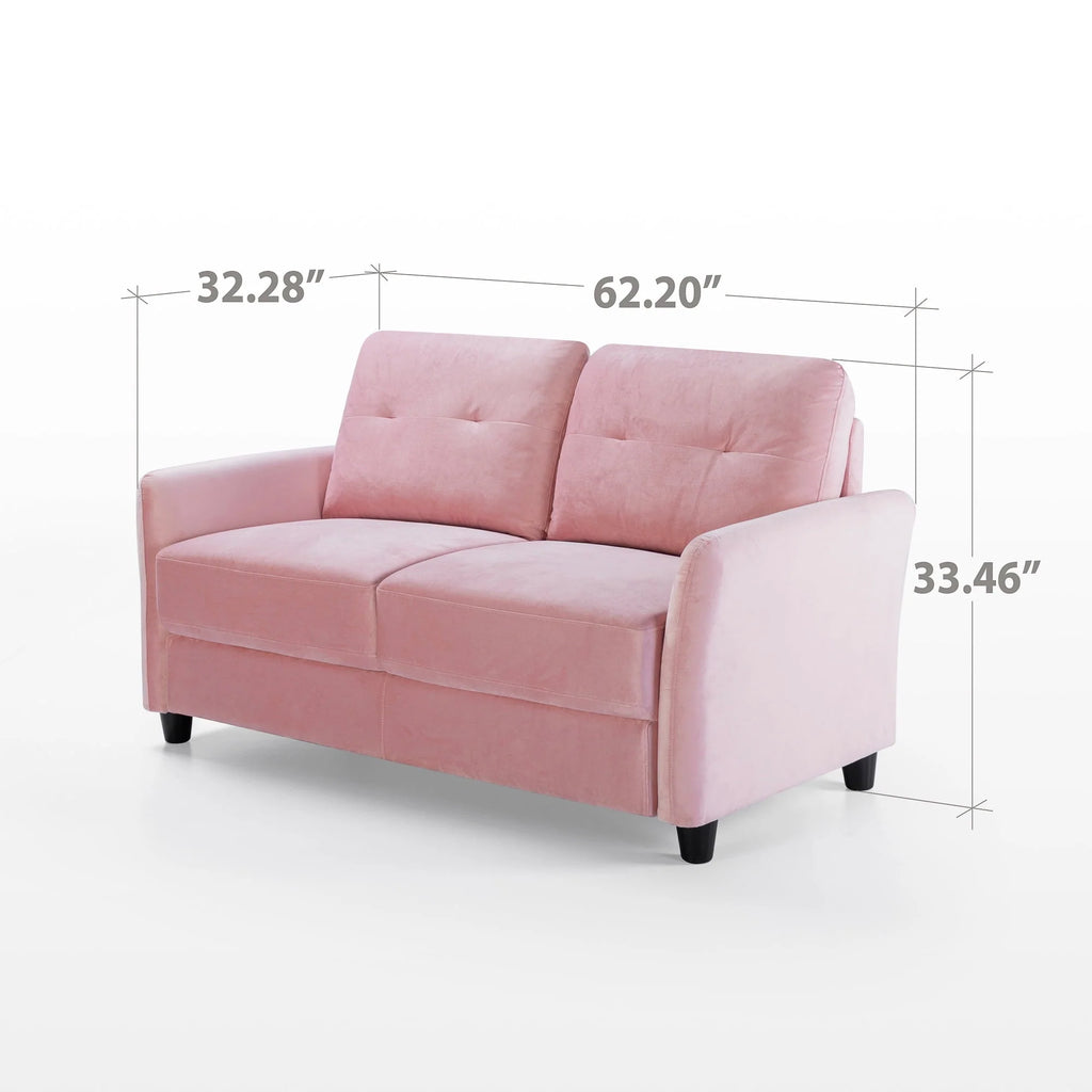 Ember Interiors Ricardo Loveseat, Blush Velvet