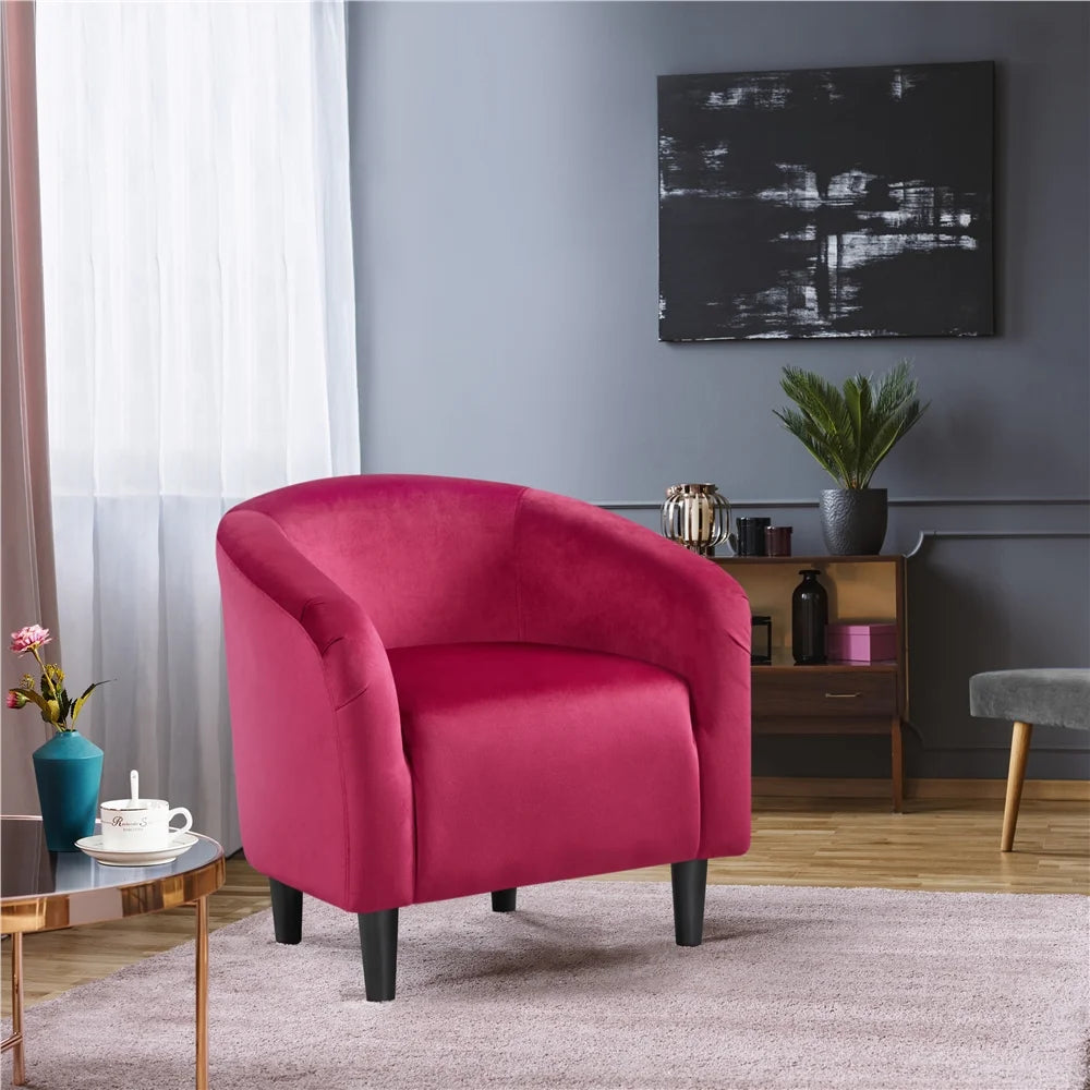 Alden Design Upholstered Barrel Accent Chair for Livingroom, Yellow Velvet