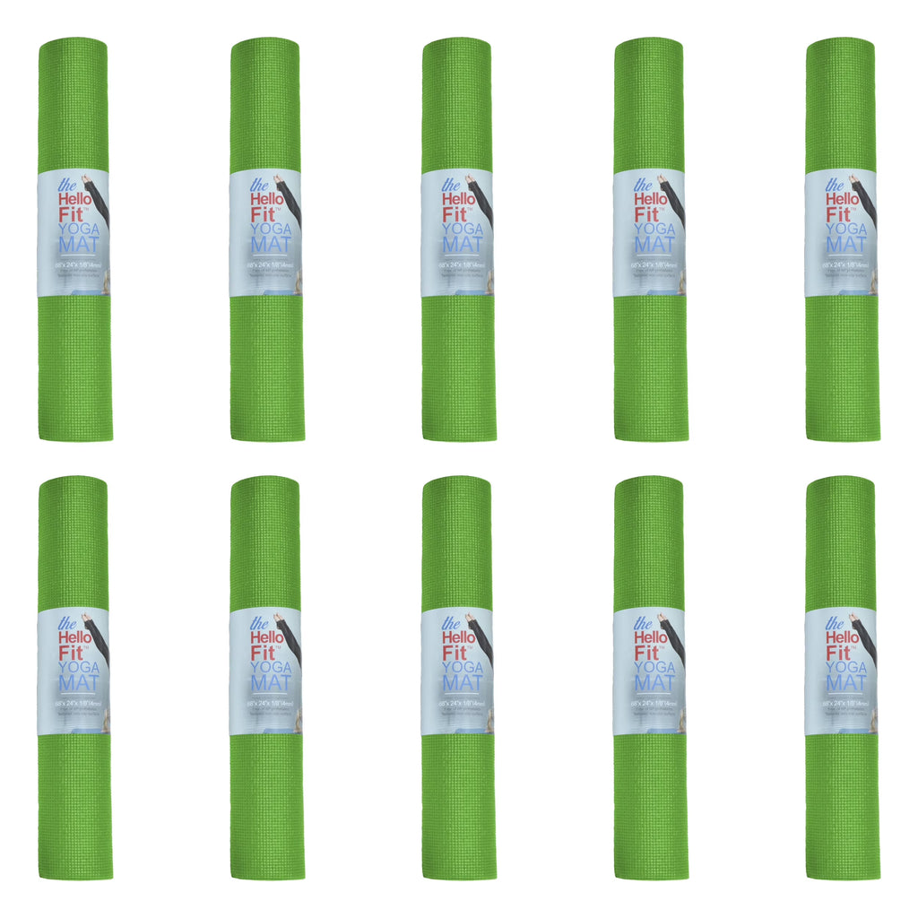 Hello Fit Bulk Yoga Mats, 10-Pack – 68" x 24", 4mm Thick, Non-Slip & Non-Toxic – Ideal for Schools, Studios & Gyms, Assorted