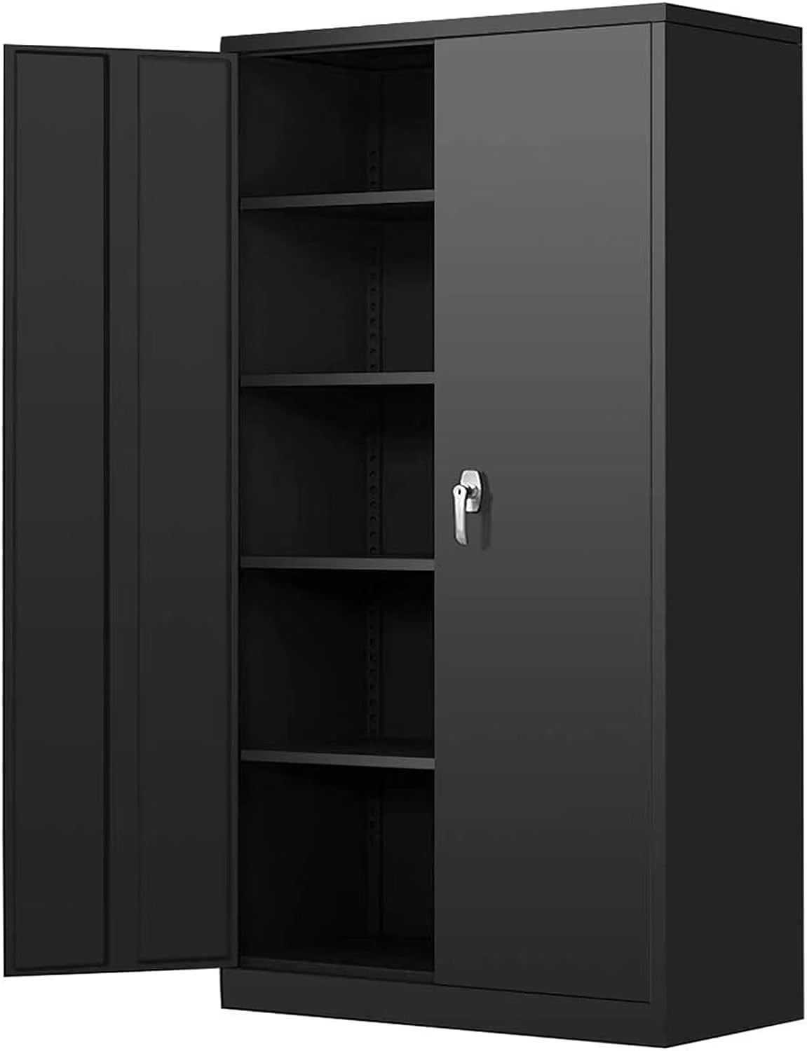 SOLAURA 72 Inches Tall Metal Garage Storage Cabinets, Lockable Storage Cabinet with Doors and Adjustable Shelves for Office, Home, Shops, Garage, Black