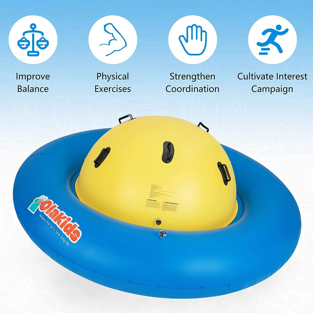 OLAKIDS 8FT Inflatable Dome Rocker Bouncer, Outdoor Kids Giant Roll and Play Seesaw Rocker with 6 Secure Handles, Max Weight 250 LBS, Toddlers Climbing Toy Backyard Play Center Equipment