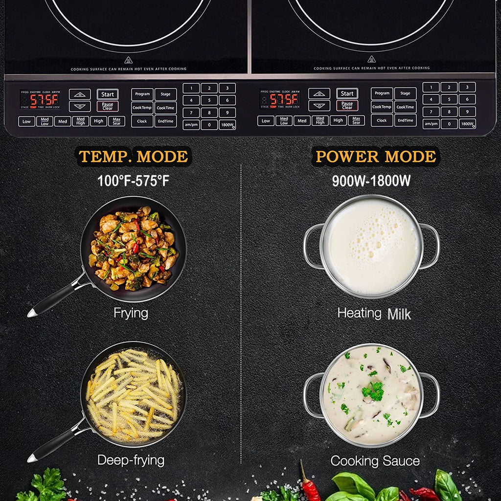 NuWave Electric Double Induction Cooktop 8 Portable Ultrathin with Sensor Touch Precision Induction Cooktop Burner, Home