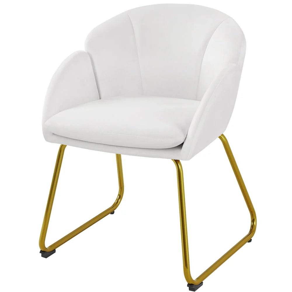 SmileMart Glam Velvet Accent Chair with Golden Metal Legs, Gray