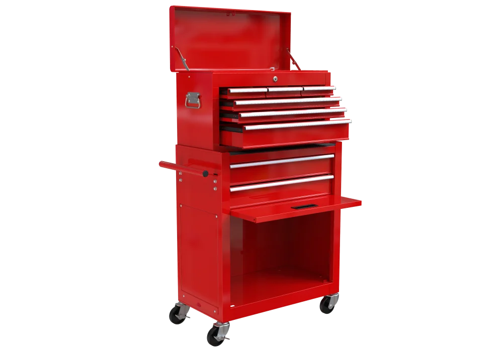 8-Drawer Rolling Tool Chest with Wheels, Removable Tool Box with Locking System, Tool Box Organizer with Hooks, Large Capacity Garage Storage Cabinet for Warehouse, Garage, Repair Shop, Orange