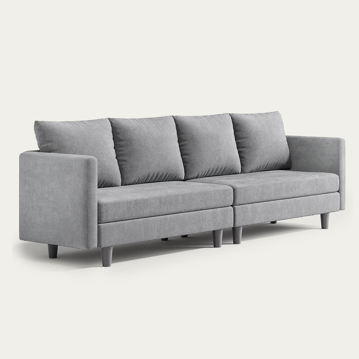 106" Modular Sectional Sofa Bed with Storage Ottoman, Lofka Modern Comfy Couches and Sofas with Side Pockets for Small Spaces, Living Room Furniture in Dark Gray