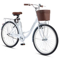 Viribus Women's Comfort Bike 24 inch Beach & City Cruiser Bicycle with Basket Rack White