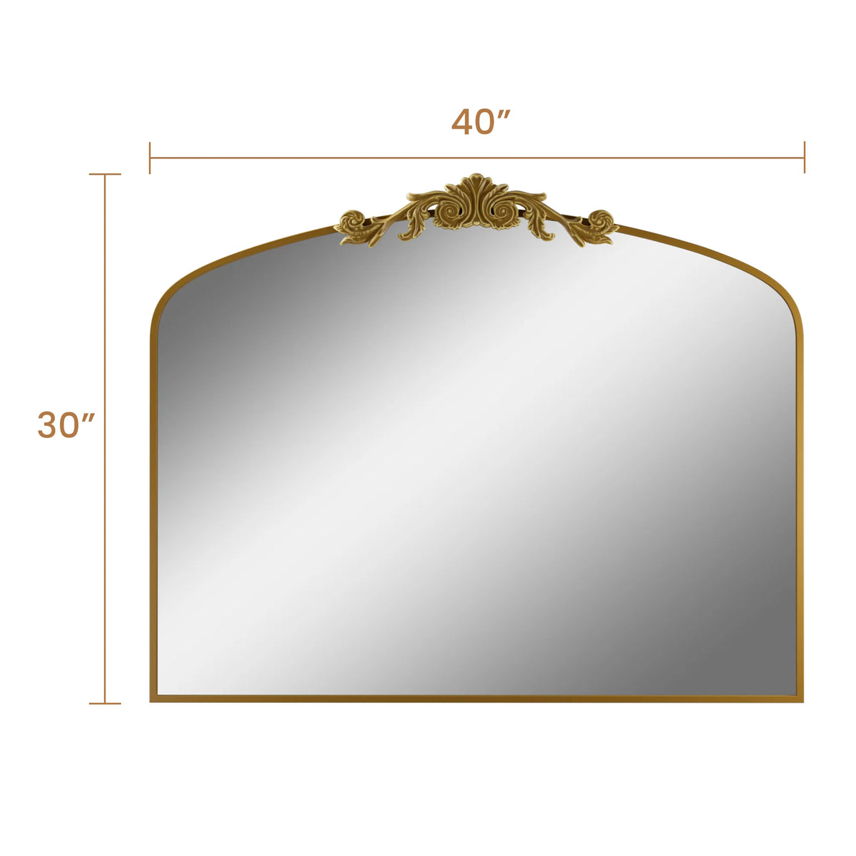 Swafrrt 28x20 inch Gold Arch Mirror, Vintage Lace Wall Mirror, Aluminum Frame, Baroque Gold Lace Bathroom Mirror, Suitable for Wall, Tempered Glass, Can Hung Vertically or Tilted