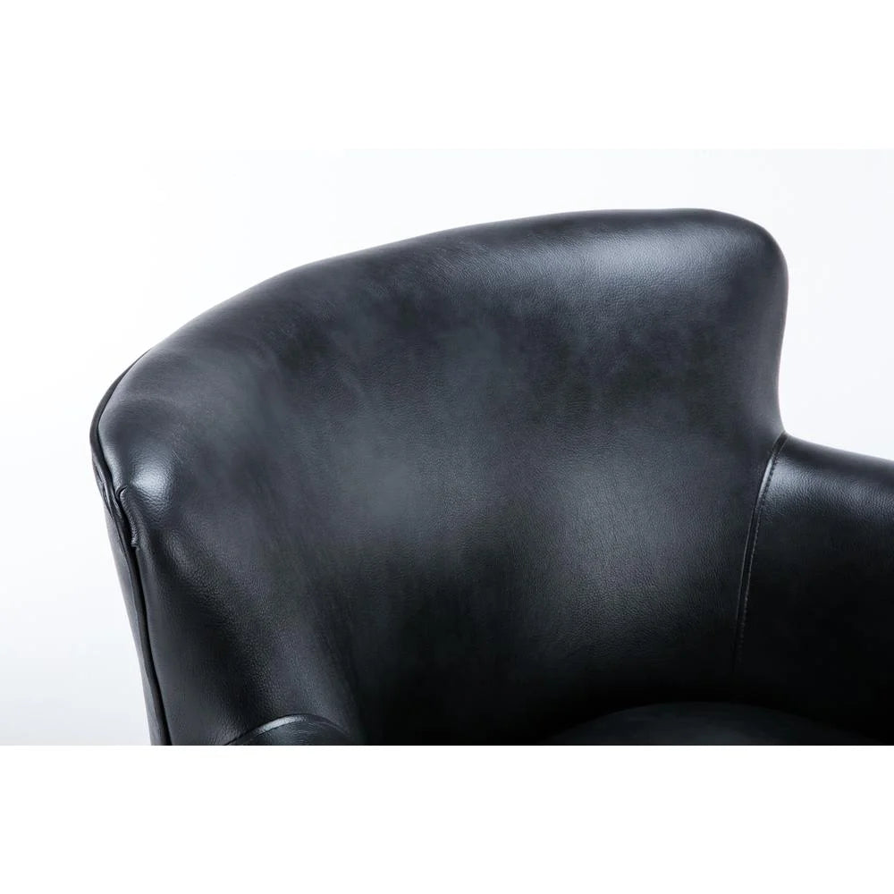Comfort Pointe Holly Navy Blue Faux Leather Club Chair with Nail Head Trim