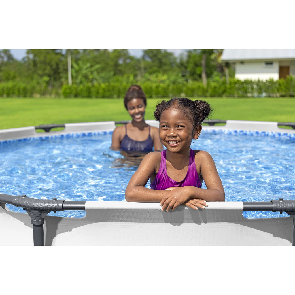 Open Box Bestway Steel Pro MAX 12' x 30" Above Ground Swimming Pool Set, Gray