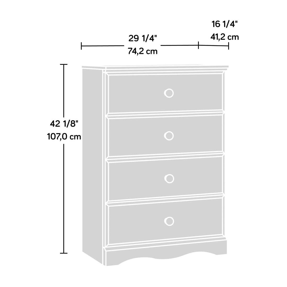 Sauder Storybook 4-Drawer Bedroom Dresser, Soft White Finish