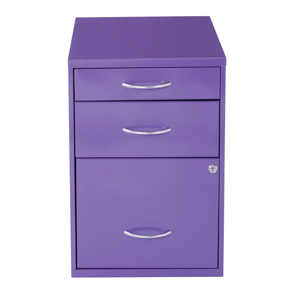 Osp Designs 3 Drawer Vertical Metal Lockable Filing Cabinet, Purple