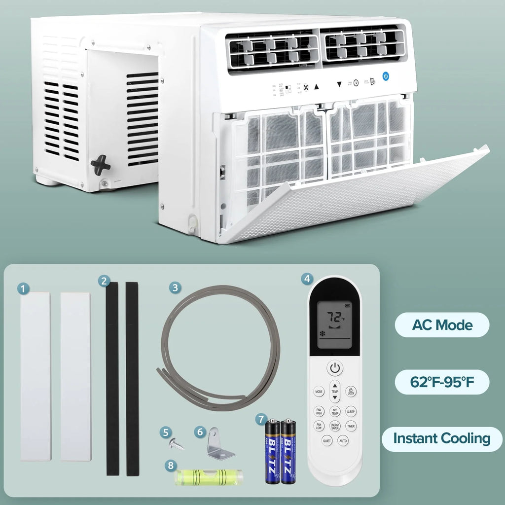 KISSAIR 10,000 BTU U Shaped Window Air Conditioner with Remove Control , for Room AC Unit 6 Modes &3 Fan Modes , Cools up to 450 Sq. Ft