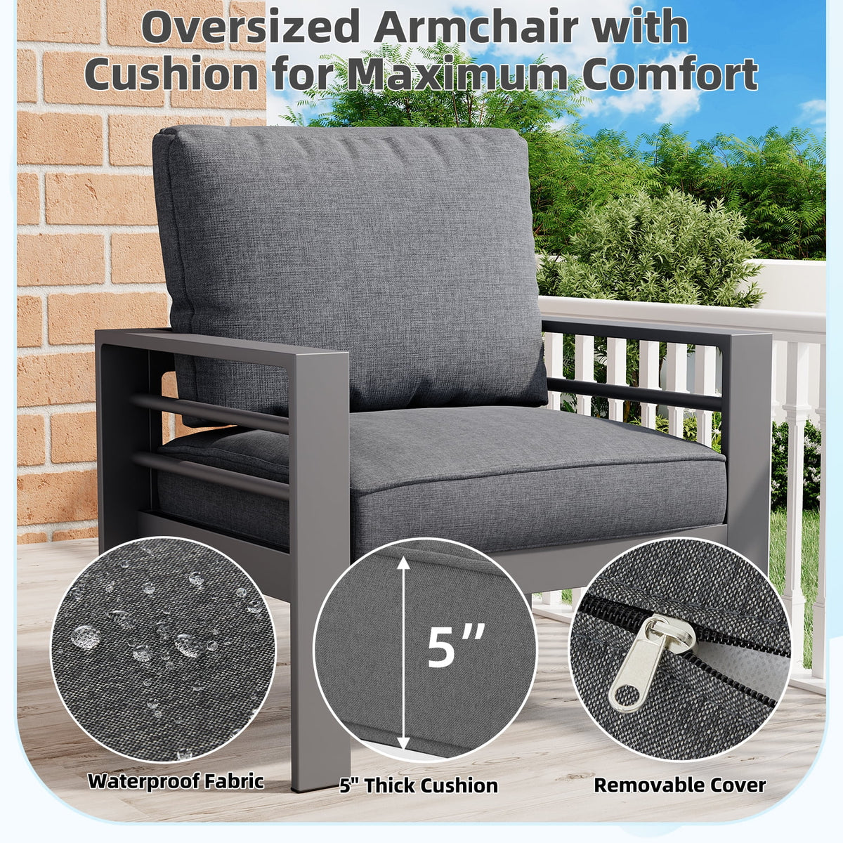 AECOJOY Aluminum Outdoor Furniture Set, 7 Pieces Metal Patio Furniture on sale Outdoor Couch Patio Conversation Set - Light Grey