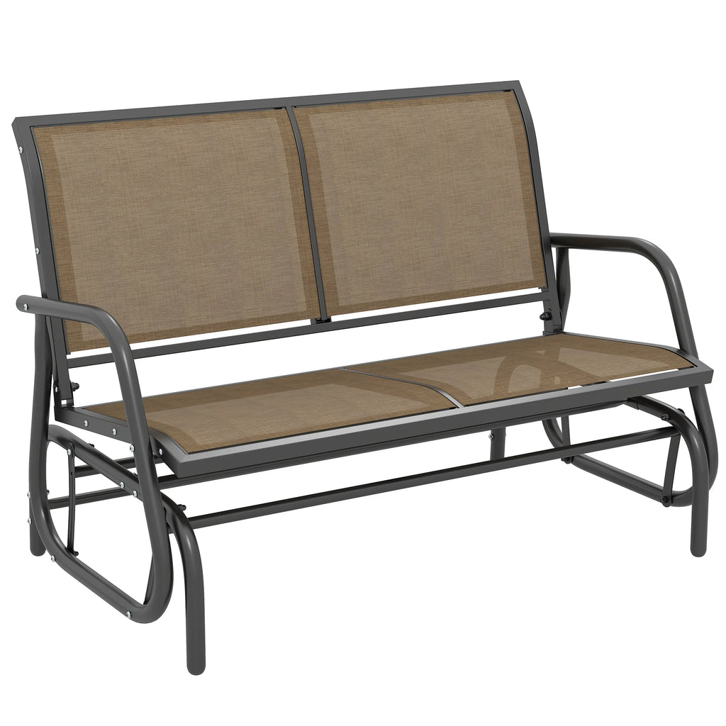 Outsunny 2-Person Outdoor Glider Bench, Patio Double Swing Rocking Chair Loveseat w/Powder Coated Steel Frame for Backyard Garden Porch, Black